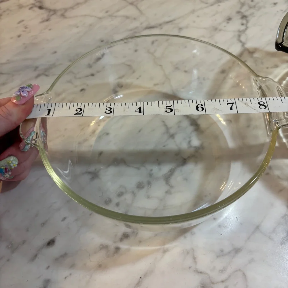 Vintage Pyrex 023 Clear Glass Round Casserole Dish 1.5 Quart Tab Handles